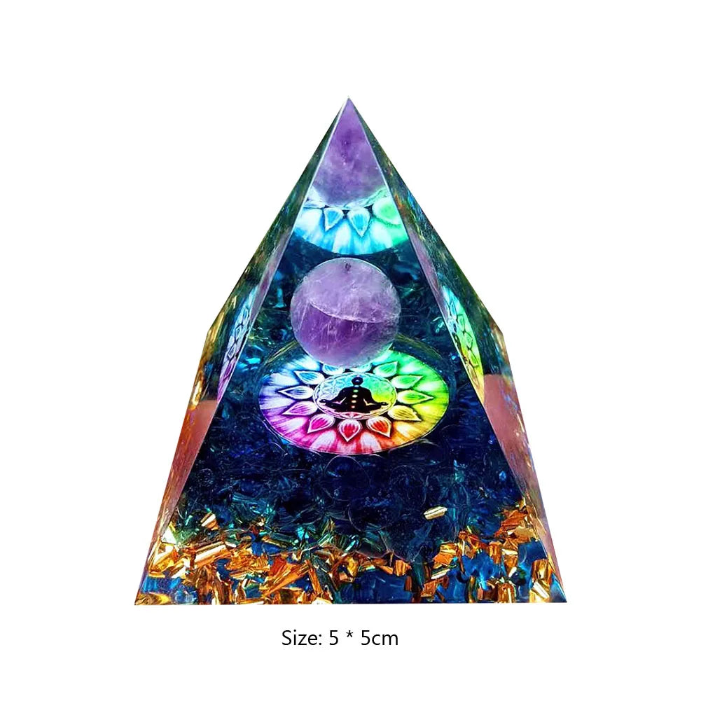 Energy Generator Orgone Pyramid Amethyst Peridot Healing
