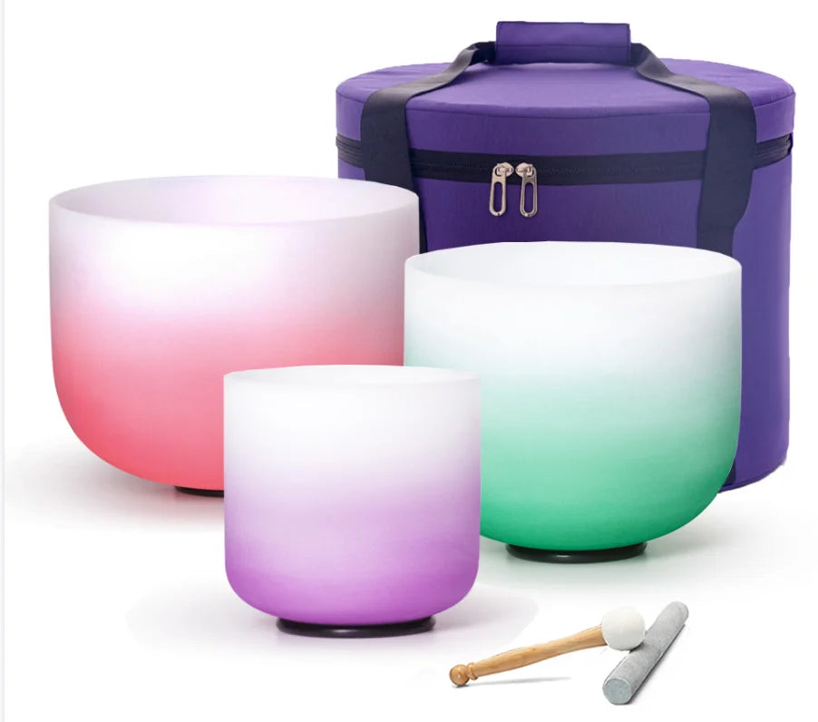 Crystal Singing Bowl 3Pcs for Sound Healing with Stick and Bag