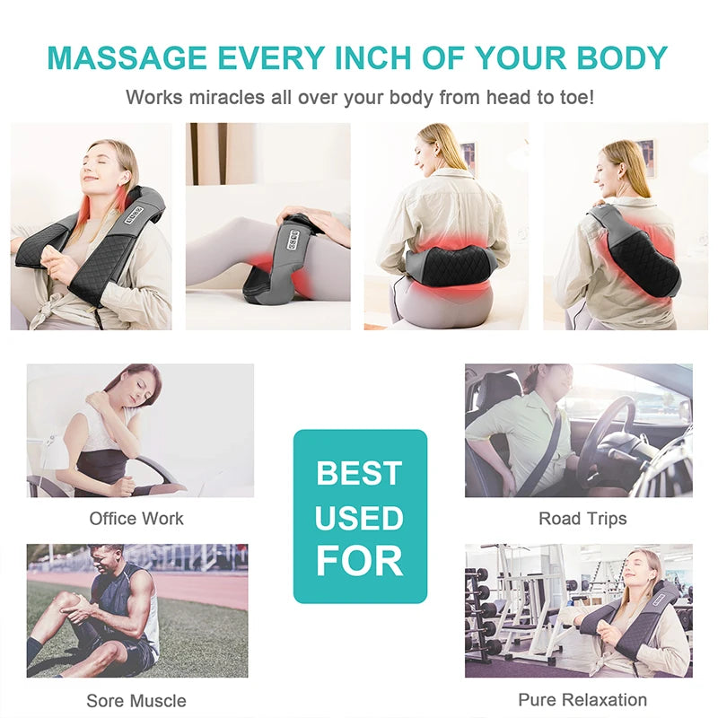 Electric Neck And Back And Shoulder Kneading Massage Pillow