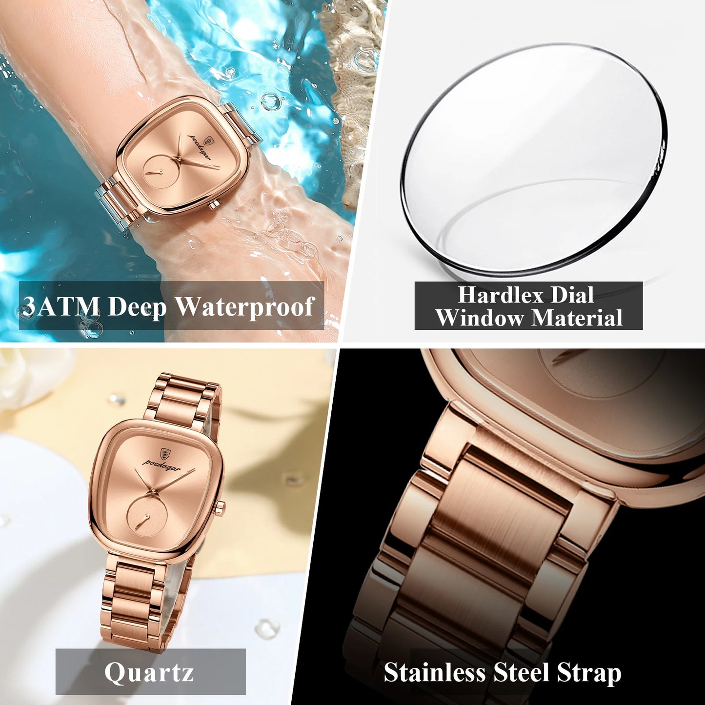 Luxury Watch for Woman Waterproof Stainless Steel Quartz Ladies Watch