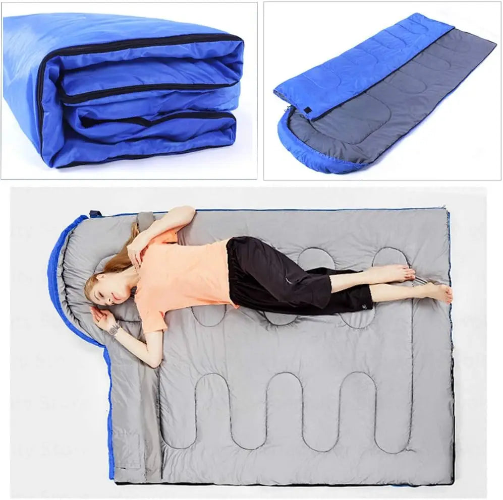 Envelope with Cap Sleeping Bag, Spring Summer Autumn Outdoor Travel Bag, Adult Camping Single Sleeping Bag