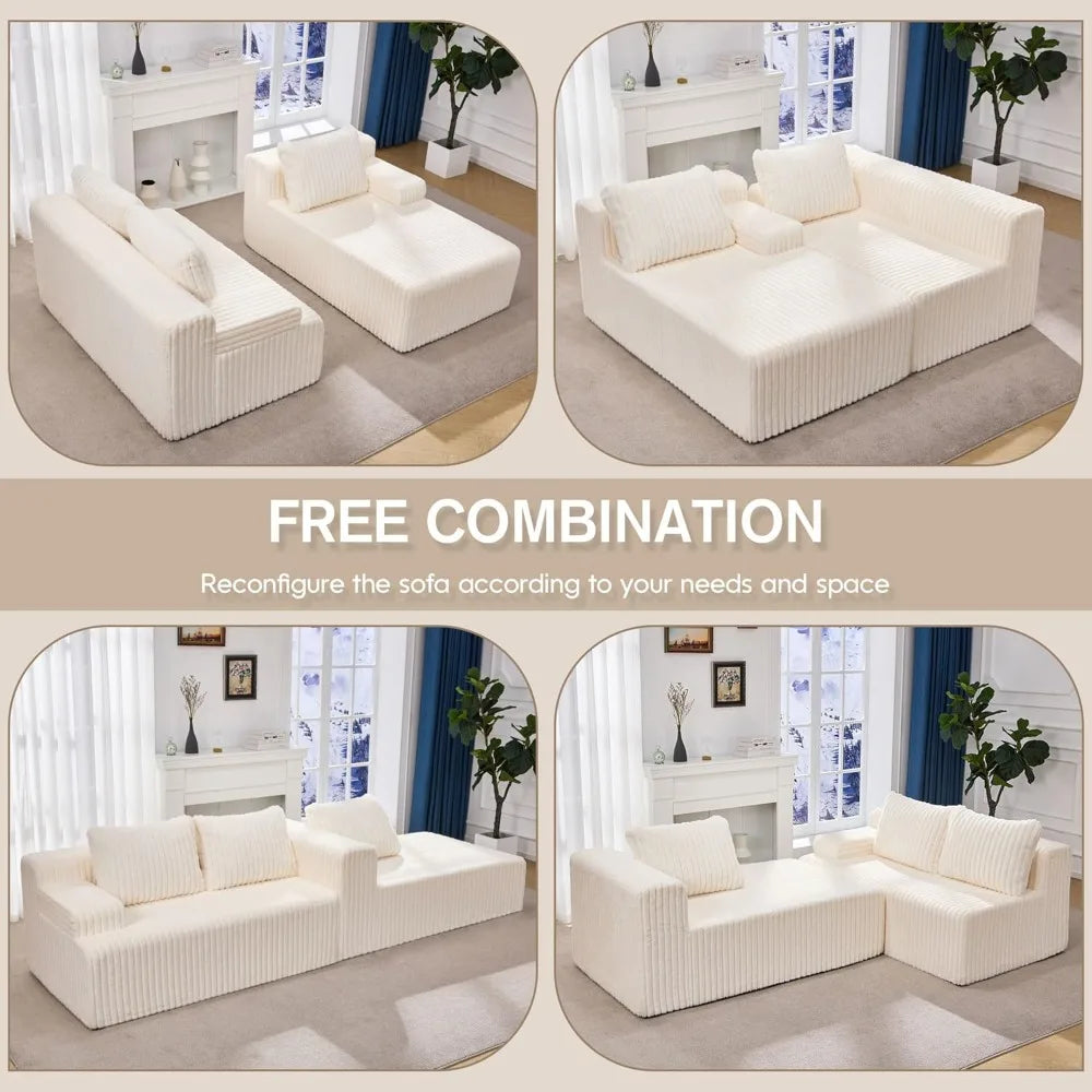 Sectional Sofa Couches 108" L-Shape Couch 3 Seat Modular Sofa Memory