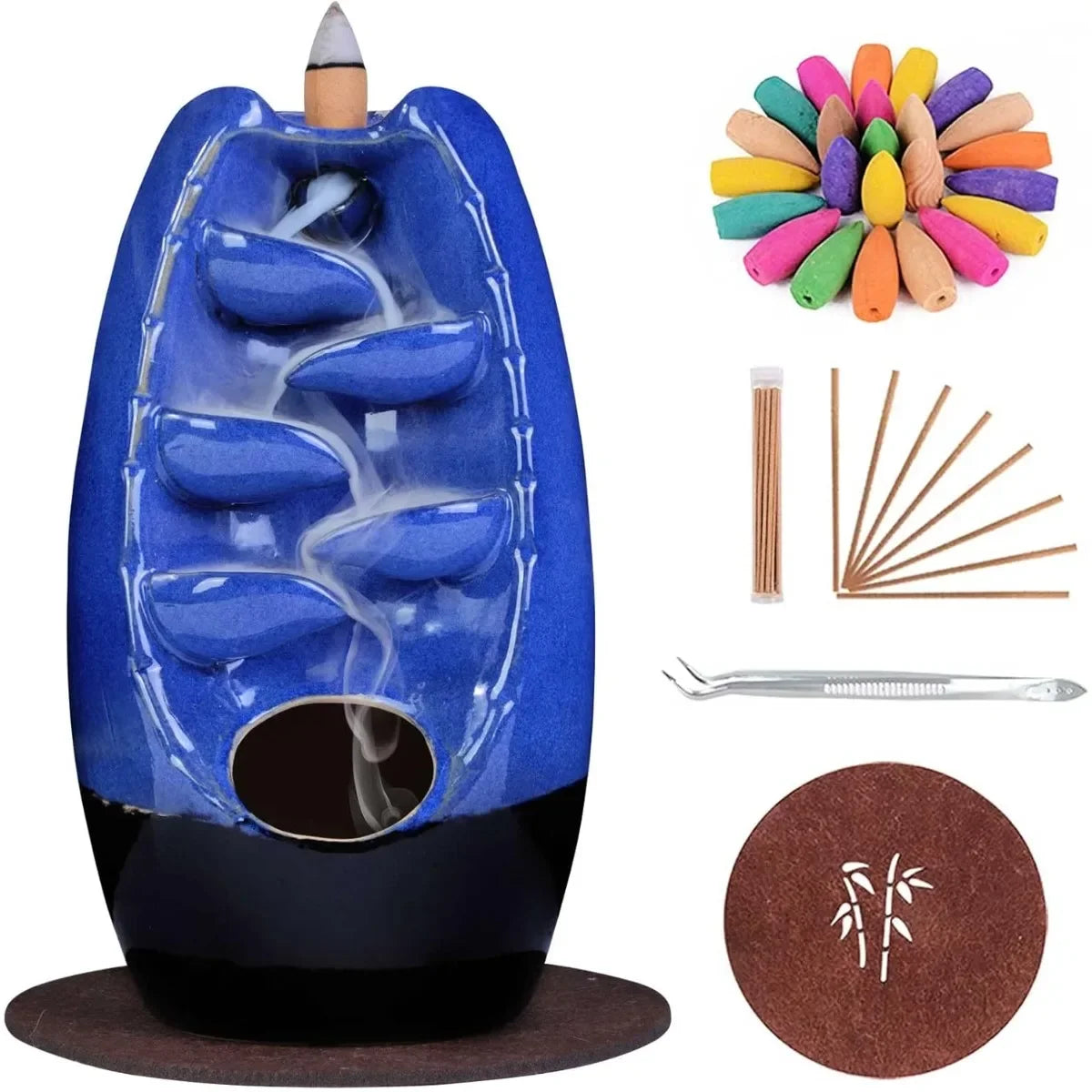 Ceramic Backflow Incense Holder Burner Waterfall, Aromatherapy Ornament