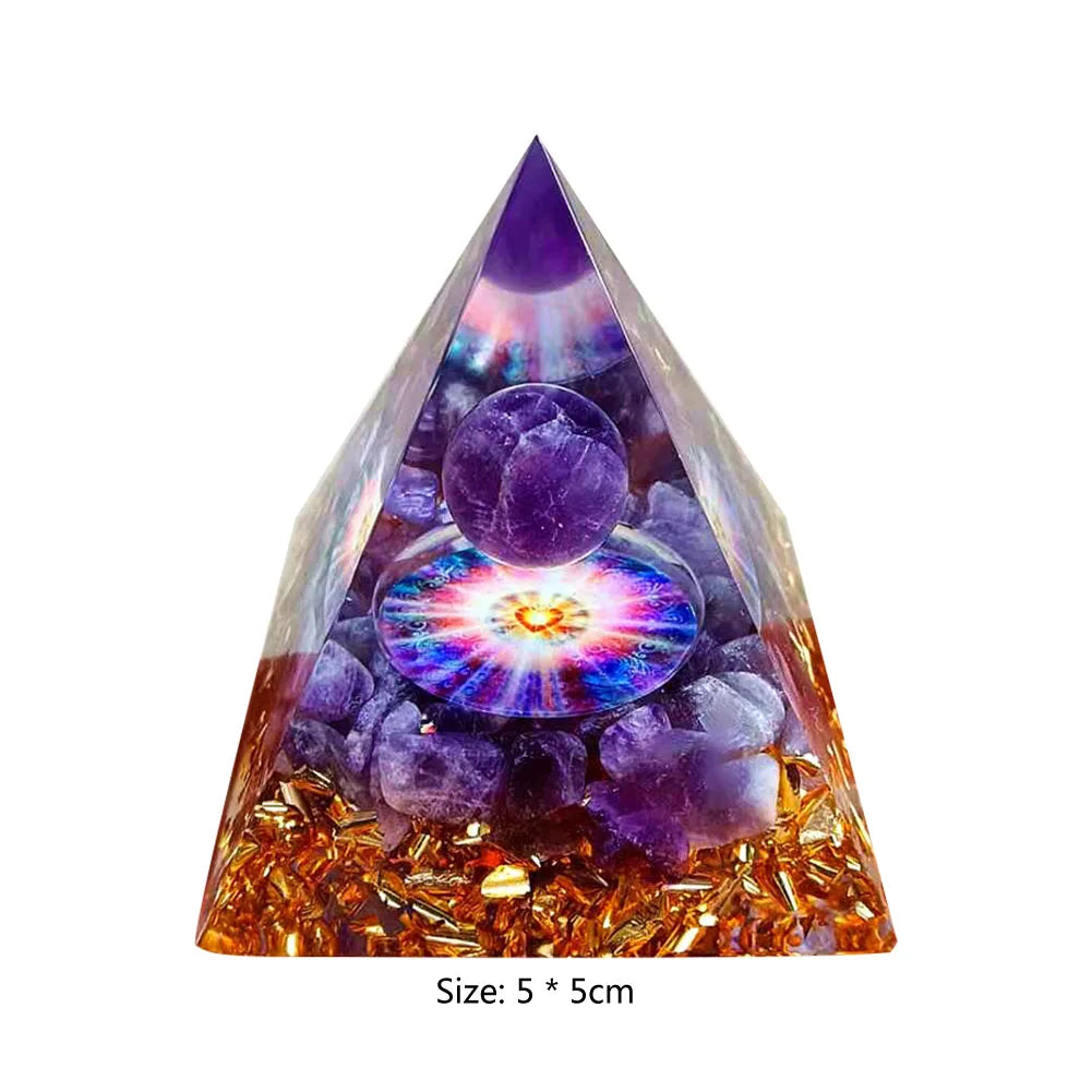 Energy Generator Orgone Pyramid Amethyst Peridot Healing