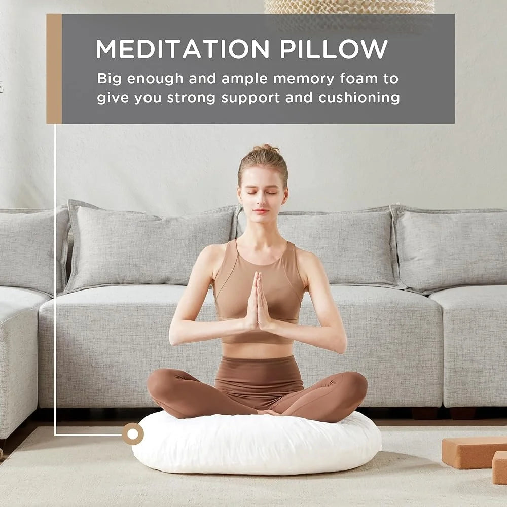 Large Round Floor Pillow Insert Thick Memory Foam Meditation Cushion Comfortable Seating Meditation Yoga Gift Unpacking