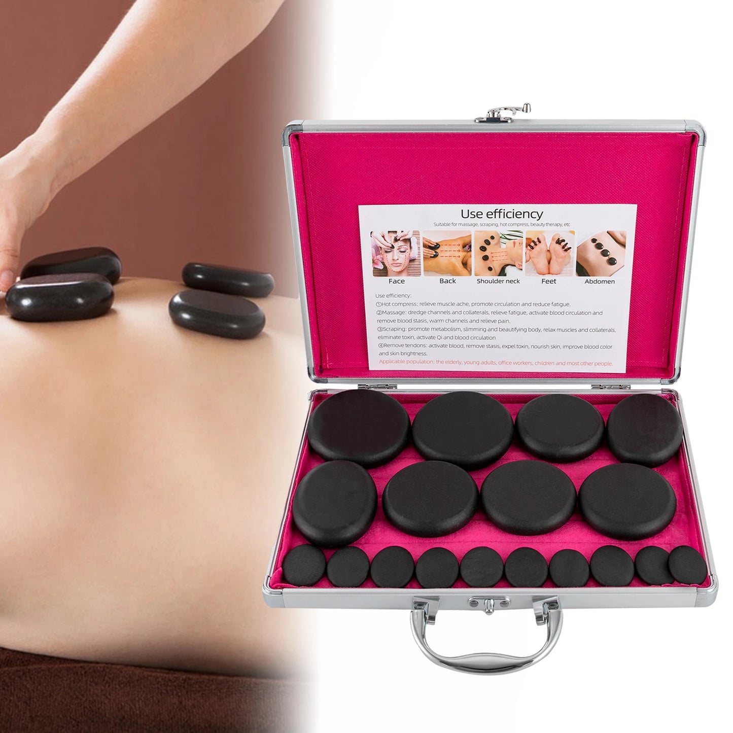 Hot Stones Massage Set with Heater Box for Salon and Home Spa Use Relaxing Healing Relief