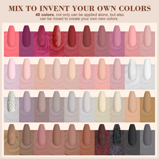 49pcs Dipping Nail Powder Kit Glitter Dip Powder Liquid Set .Nail Art Salon