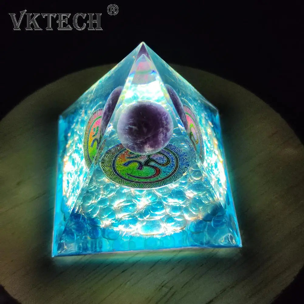 Energy Generator Orgone Pyramid Amethyst Peridot Healing
