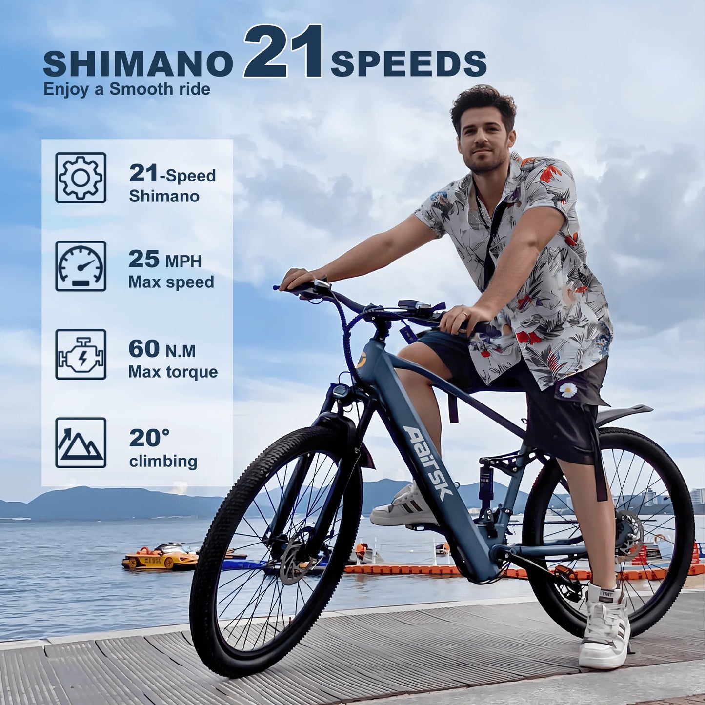 E bike Adults 26/24 Inch Tires Electric Bicycle Shimano 21-Speed City E Bikes Mountain