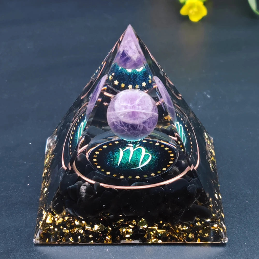 Energy Generator Orgone Pyramid Amethyst Peridot Healing
