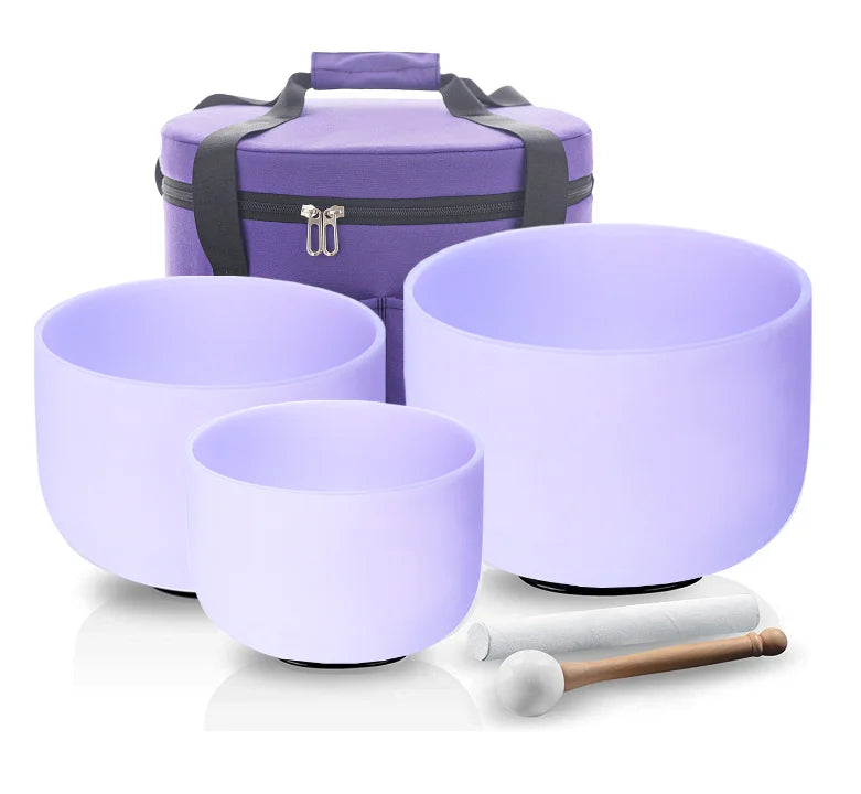Crystal Singing Bowl 3Pcs for Sound Healing with Stick and Bag