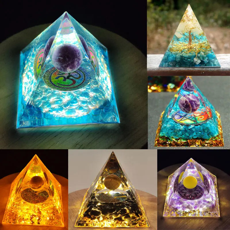 Energy Generator Orgone Pyramid Amethyst Peridot Healing