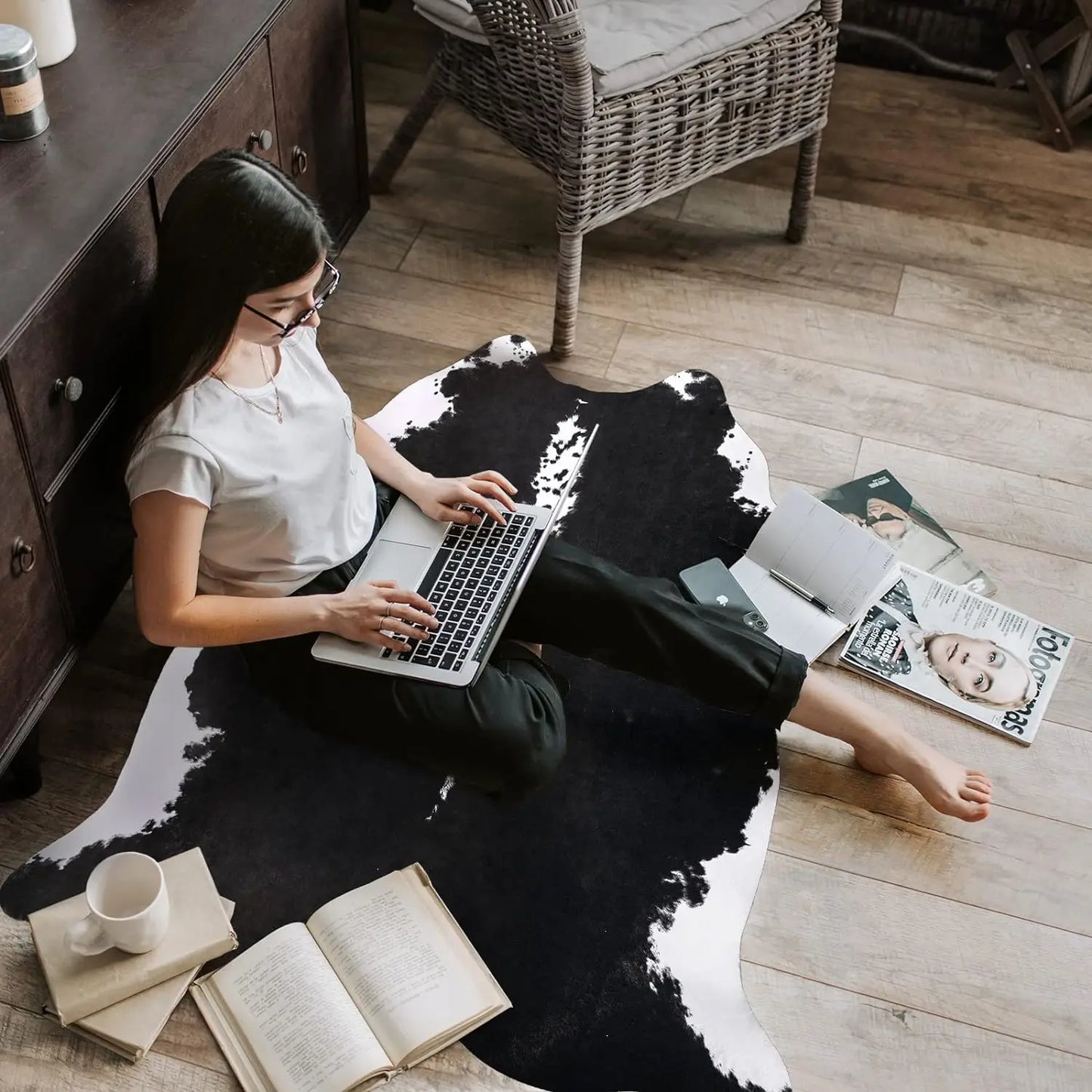 Fur Animal Cow Hide Carpet,Sturdy Cow Print Rugs, Western Decor
