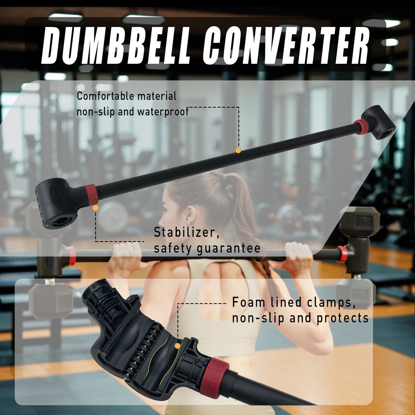 Adjustable Dumbbell Converter to Barbell Set and Kettlebell for Home Fitness