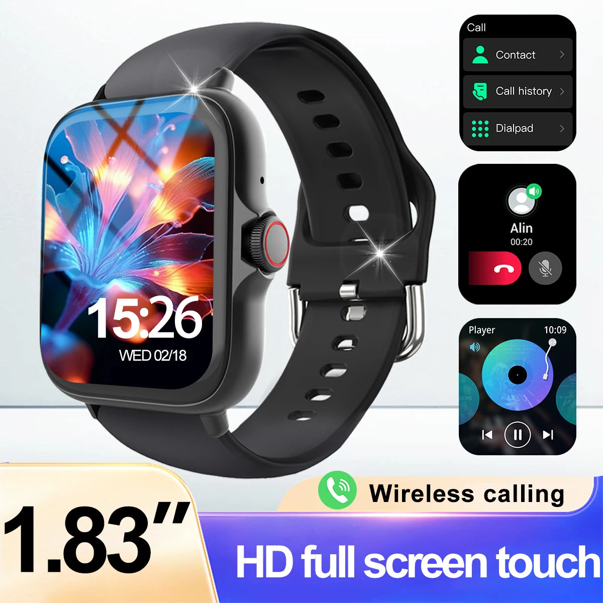 Smart watch with multiple sports modes, can make and receive calls