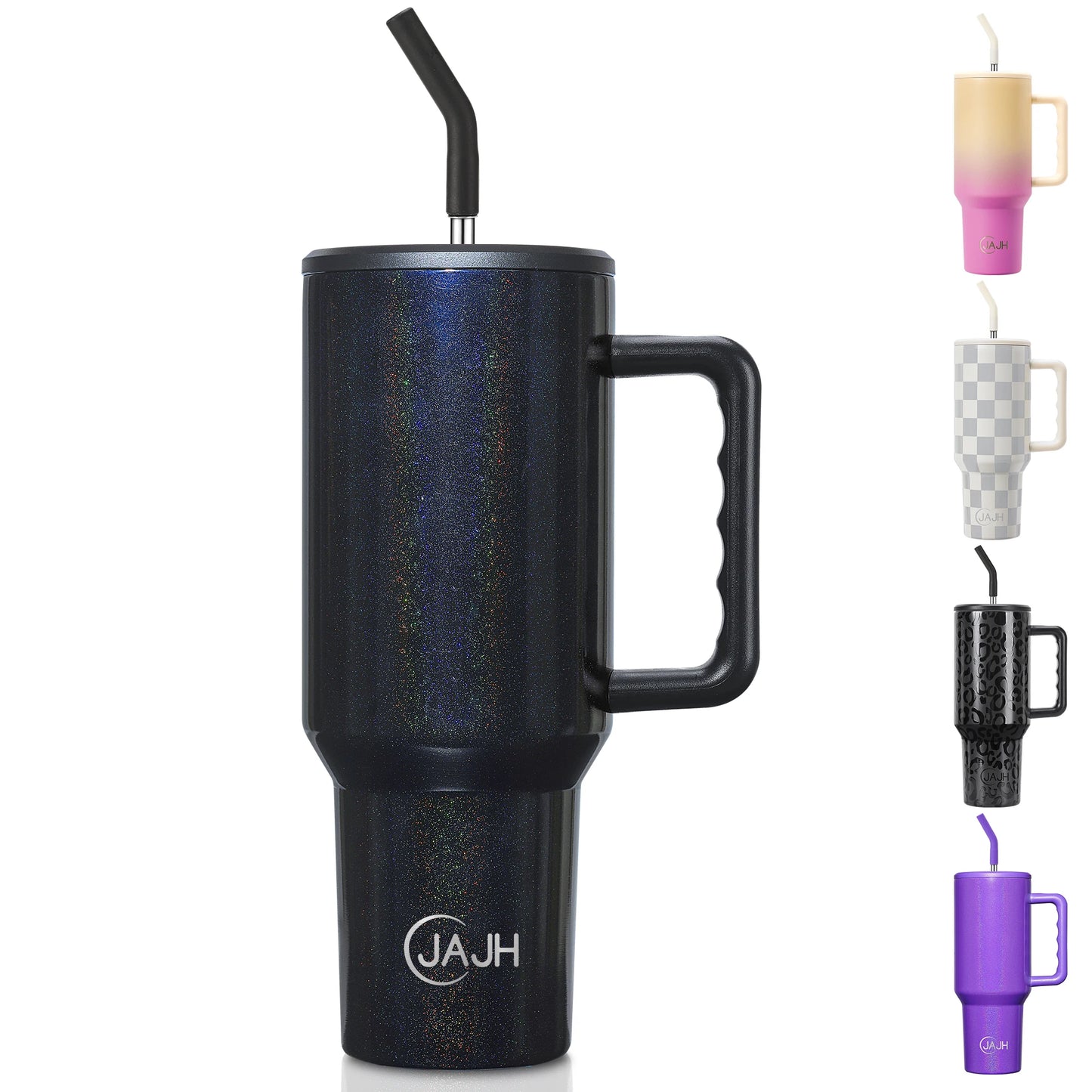 40oz Tumbler With Handle And Straw Lid,Insulated Stainless Steel Travel Coffee Cup