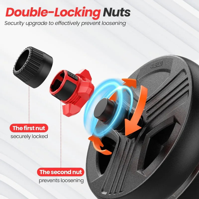 Adjustable dumbbell set, Free Weights set with upgraded nut.