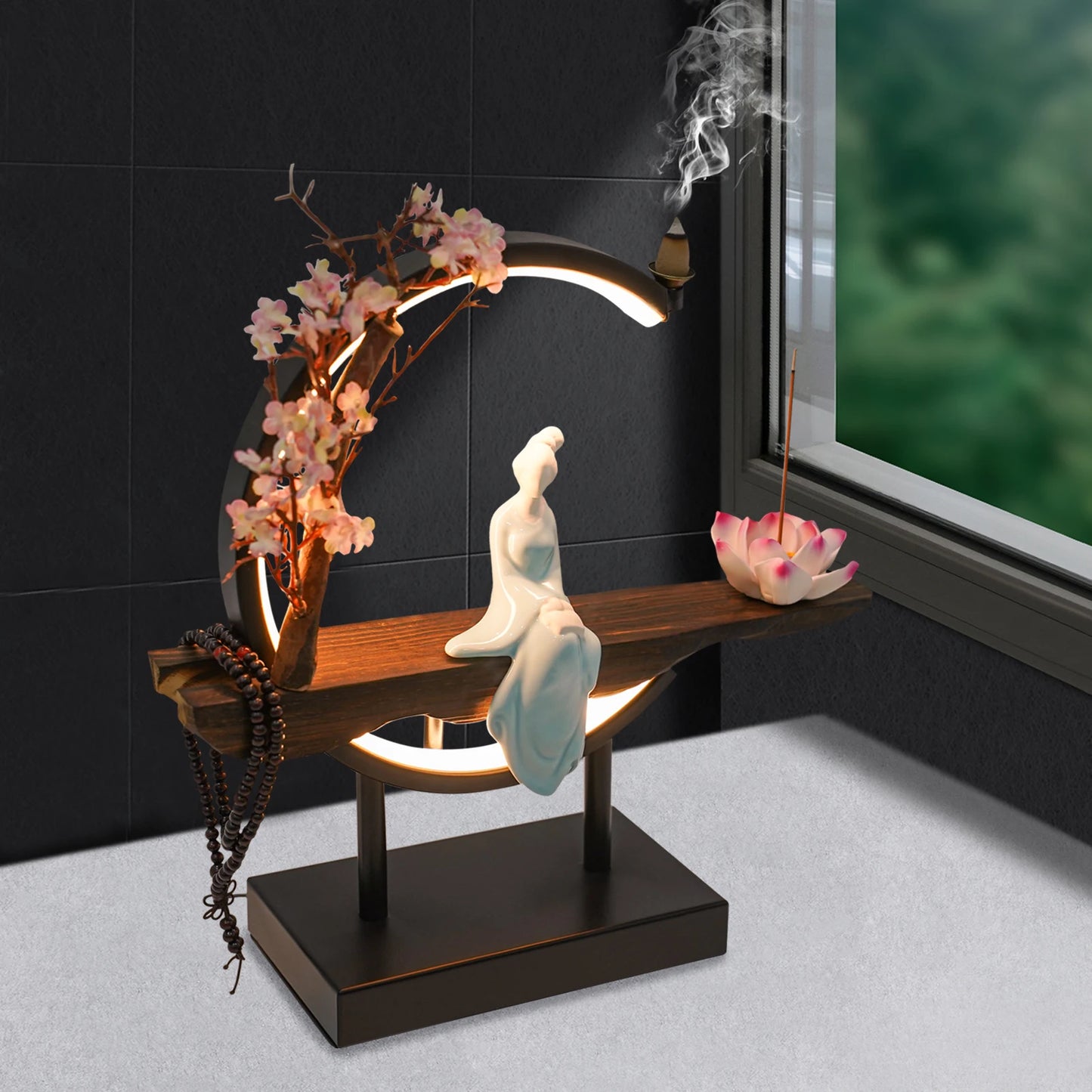Zen Meditation Incense Burner Set with Unique Smoke Tabletop Decoration for Living Rooms, Tea Rooms