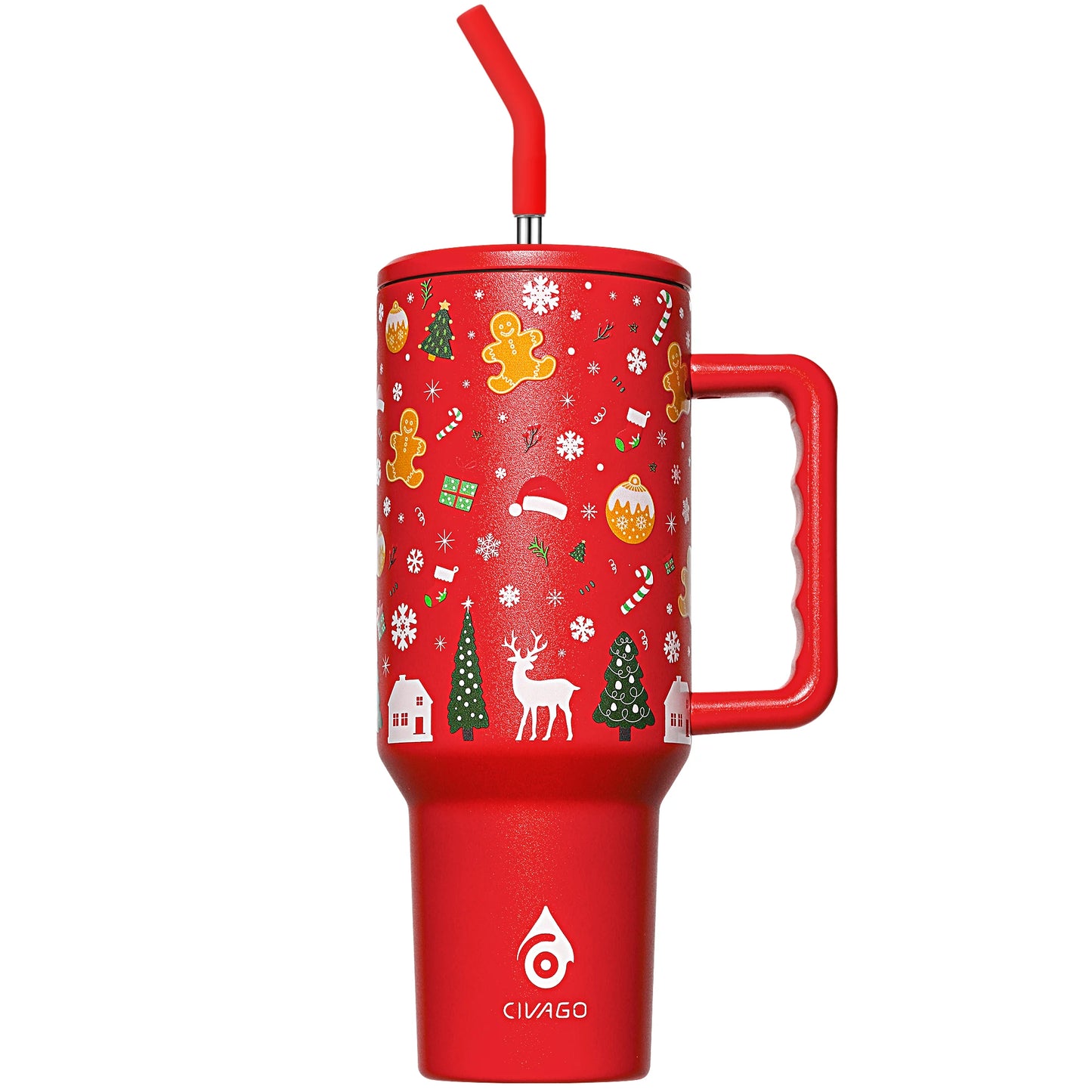 40oz Tumbler With Handle And Straw Lid,Insulated Stainless Steel Travel Coffee Cup
