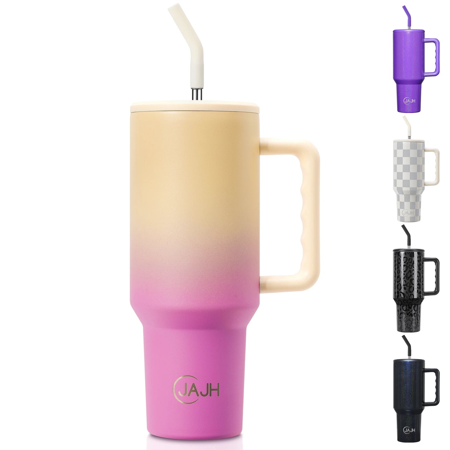 40oz Tumbler With Handle And Straw Lid,Insulated Stainless Steel Travel Coffee Cup