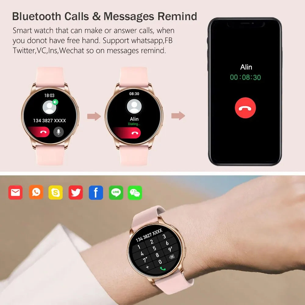 Bluetooth Smart Watch Women Men Sport Fitness Tracker Heart Rate