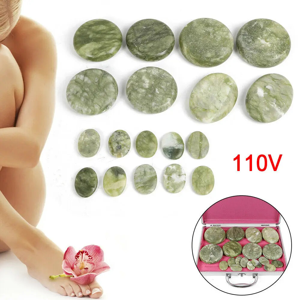 Hot Stones Massage Set Basalt Hot Stones with Heater Box for Home Salon