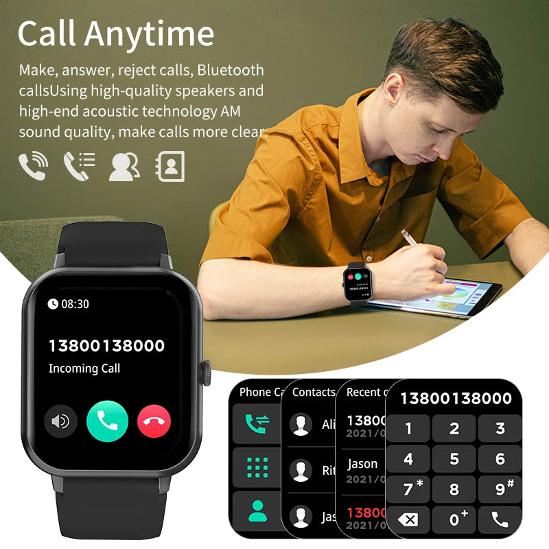 Waterproof Smart Watch Bluetooth Call Women Men Watch Voice Assistant