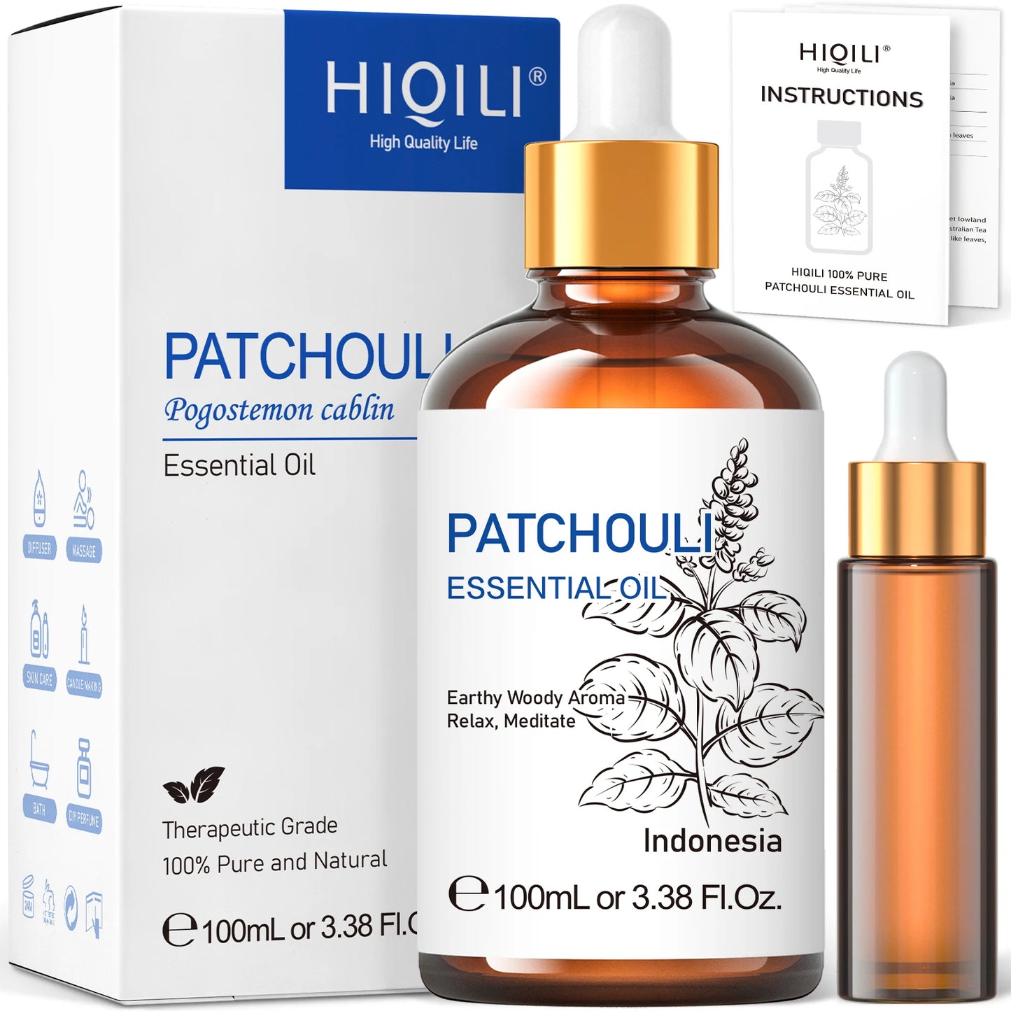 Patchouli Essential Oils,100% Pure Nature for Aromatherapy, Diffuser, Humidifier, Massage