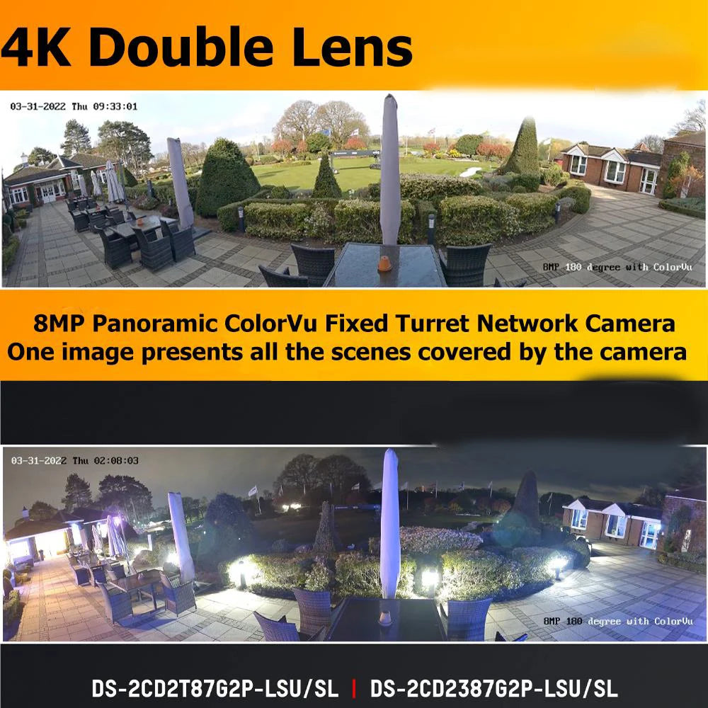 Panoramic ColorVu Turret,Security Double Lens Color Night Built-in Mic Speaker