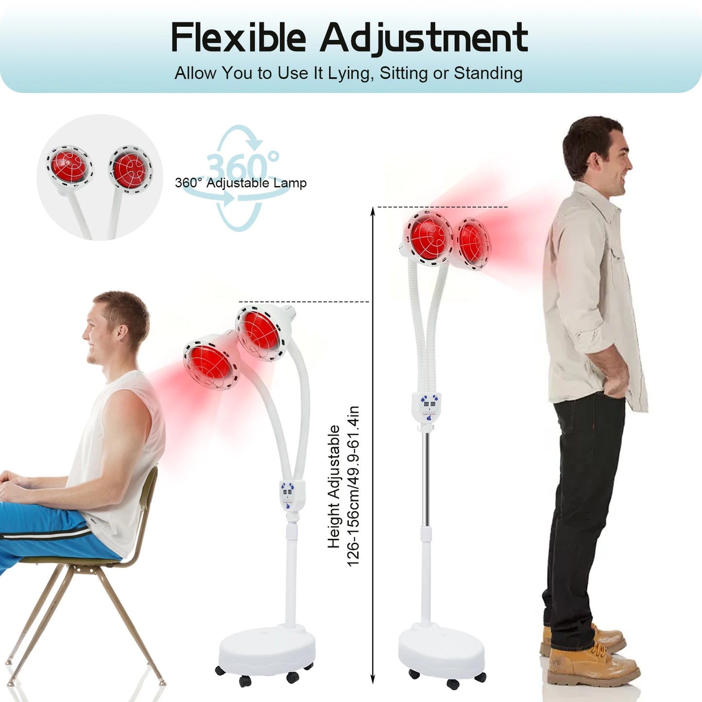 Infrared Light Therapeutic Lamp Single/Double Head Electric Heating Lamp Adjustable Pain Relief
