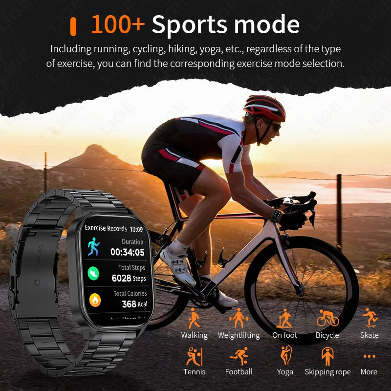New Smart Watch Flashlight Military Sport Watches Screen Health Monitor Bluetooth call