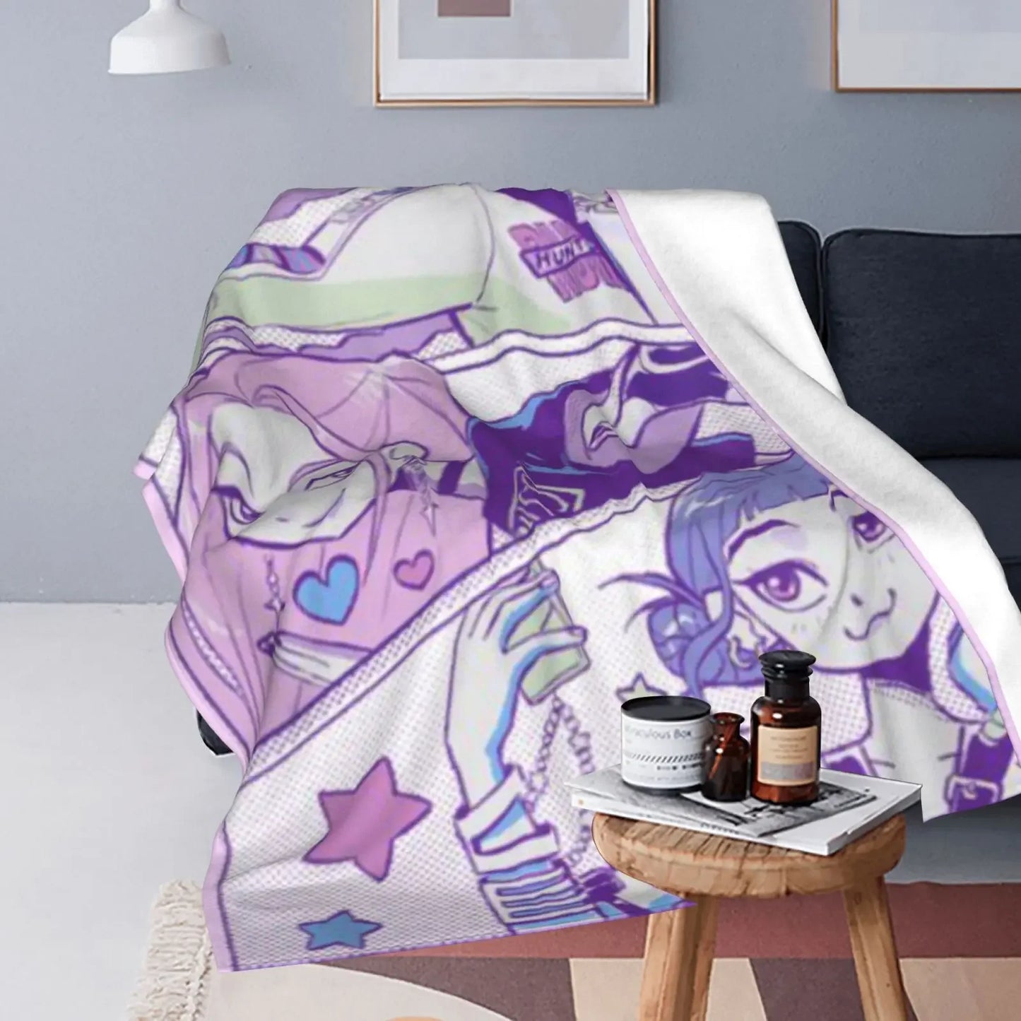 Cool K-Pop Demon Anime Hunter Super Soft Flannel throw Blanket For Sofa Couch Bedspread