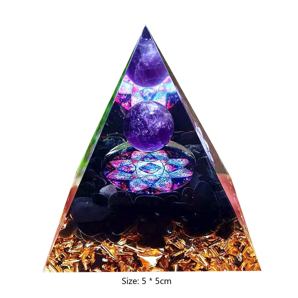 Energy Generator Orgone Pyramid Amethyst Peridot Healing