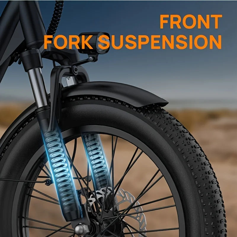 Electric Bike, Removable Battery, 20MPH, 7-Speed E-Bike with Dual Disc Brake