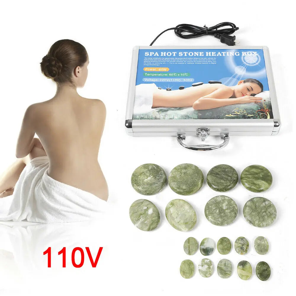 Hot Stones Massage Set Basalt Hot Stones with Heater Box for Home Salon