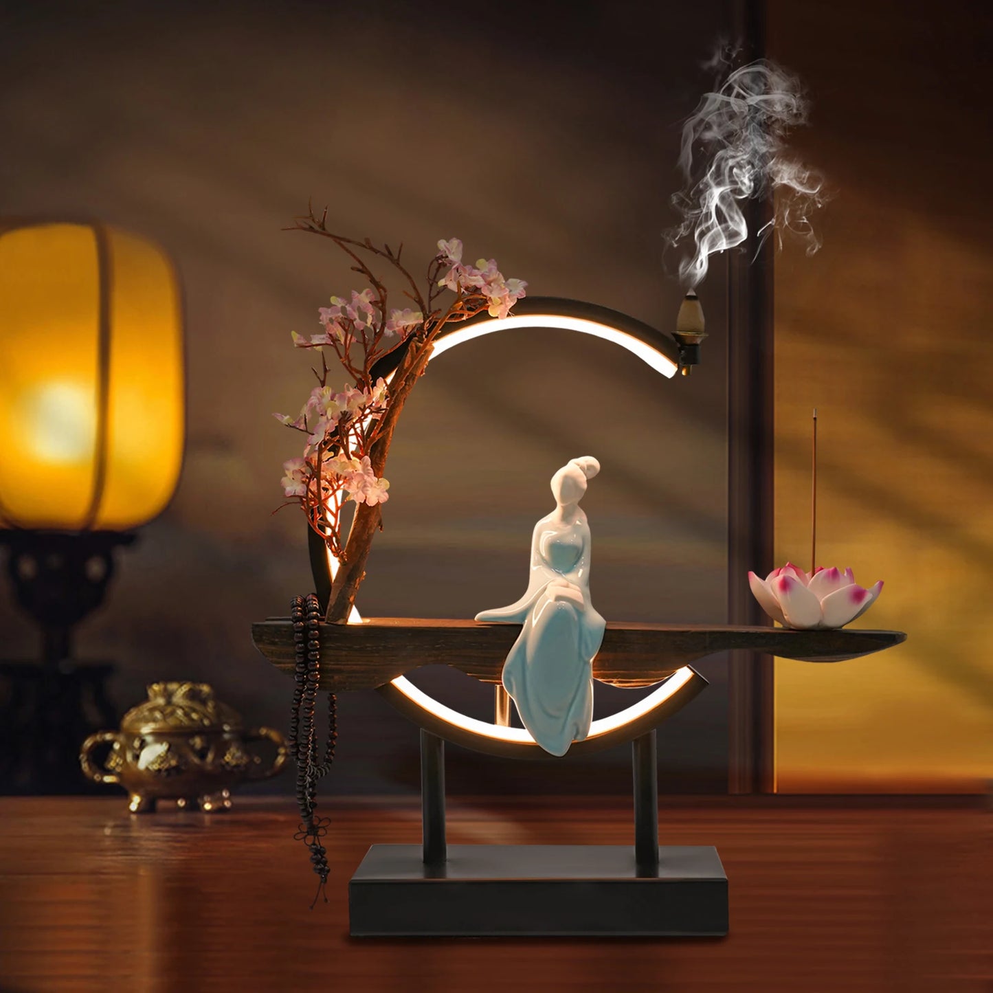 Zen Meditation Incense Burner Set with Unique Smoke Tabletop Decoration for Living Rooms, Tea Rooms