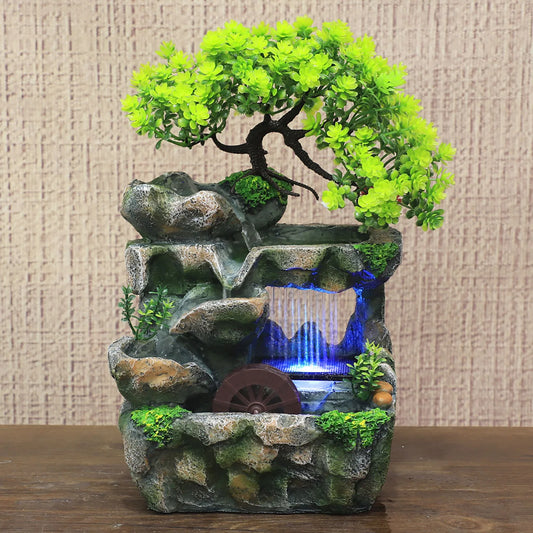 Indoor Room Fountain Waterfall Desktop Decoration with LED Lighting Zen Meditation