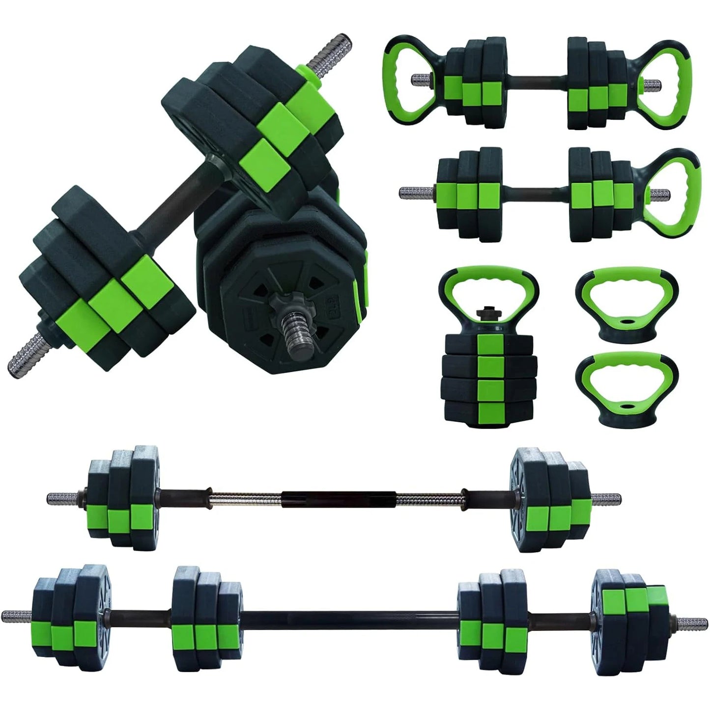 4 in 1 Adjustable Dumbbell Set,44lbs Weight Set with Iron Handle