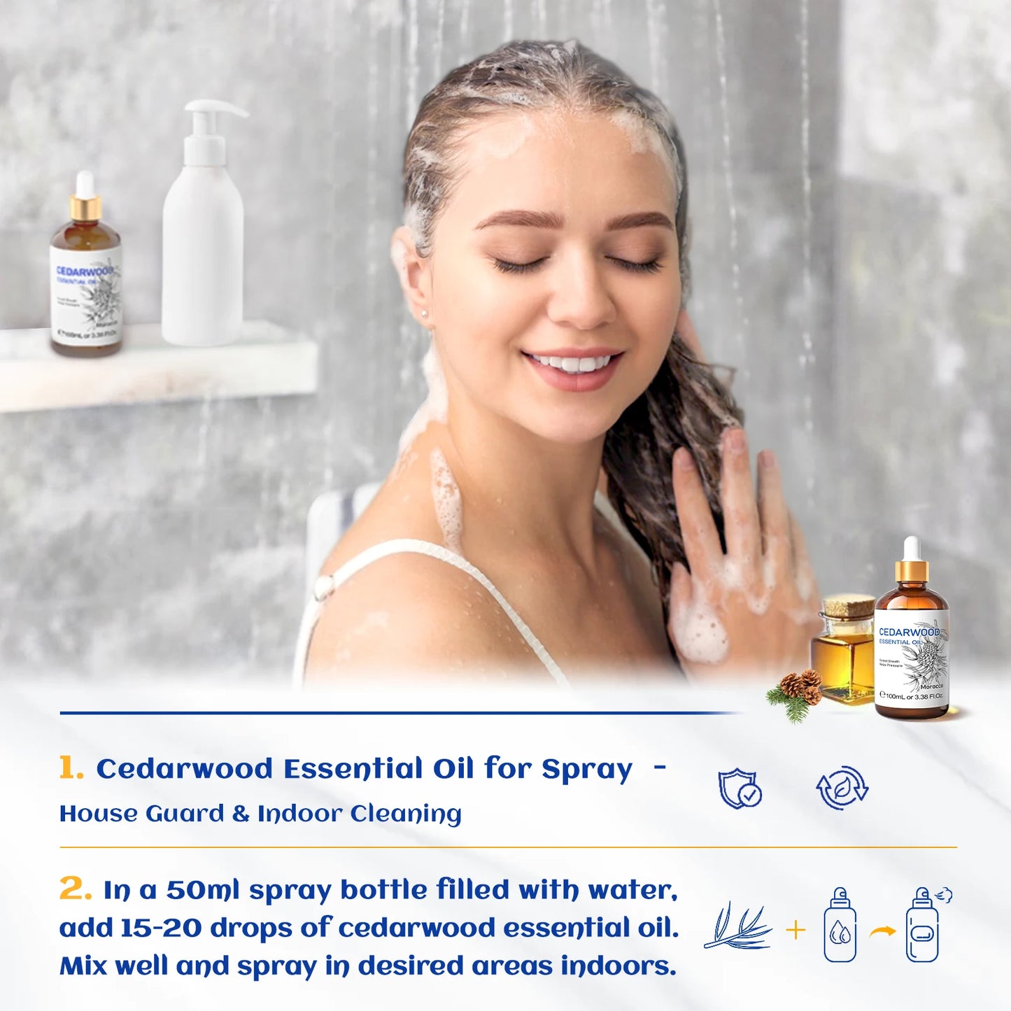 Cedarwood Essential Oil, Pure Essential Oil for Diffuser, Humidifier, Massage, Relaxing, Relieving Stress