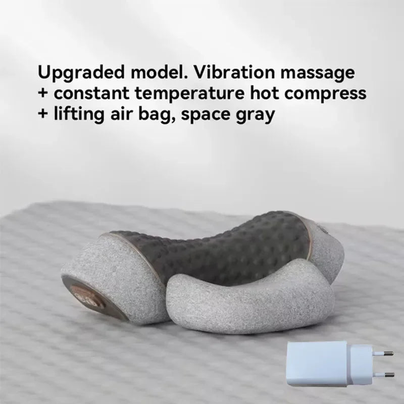Okayso Electric Massager Cervical Pillow Hot Compress Vibration Massage Neck Traction Relax Sleeping Pillow Spine Support Normal