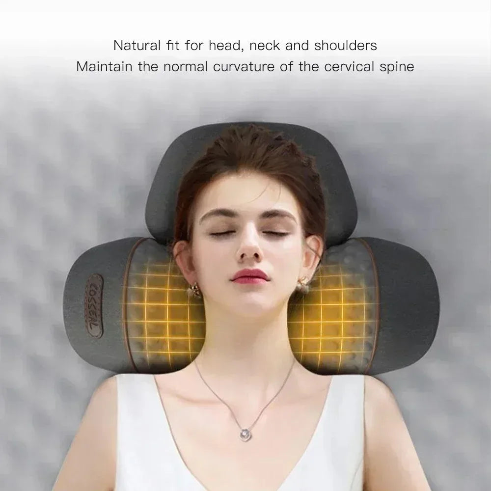 Okayso Electric Massager Cervical Pillow Hot Compress Vibration Massage Neck Traction Relax Sleeping Pillow Spine Support Normal