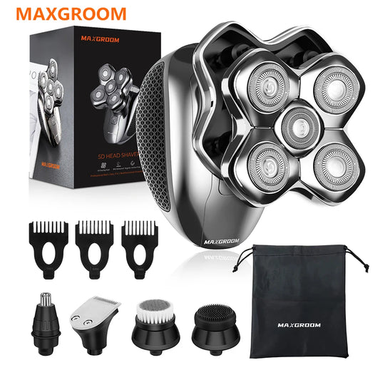 Electric Head Shavers for Men 5D Floating Blade Magnetic Razor Hair Trimmer Waterproof Beard Shaver