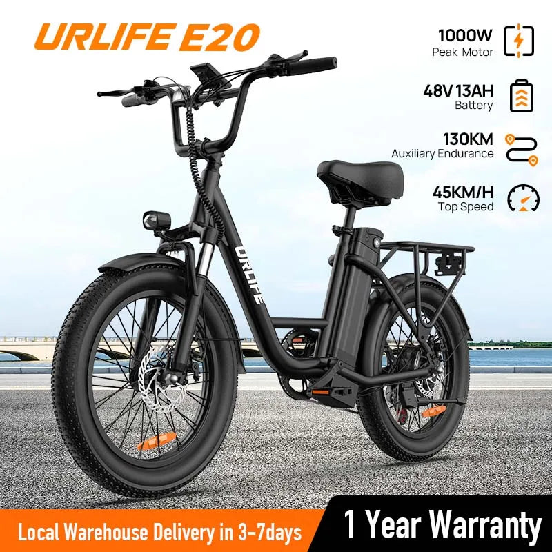 Electric Bike, Removable Battery, 20MPH, 7-Speed E-Bike with Dual Disc Brake