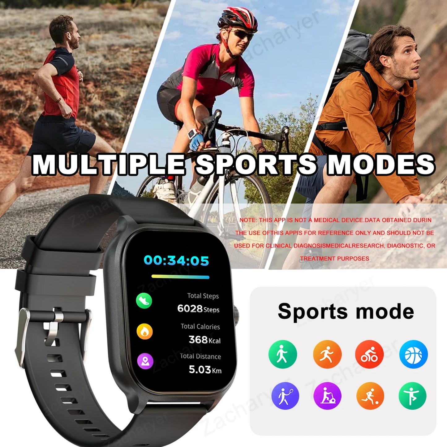 Smart watch, wireless calling/dial, multi-Sport mode, for iPhone/Andriod