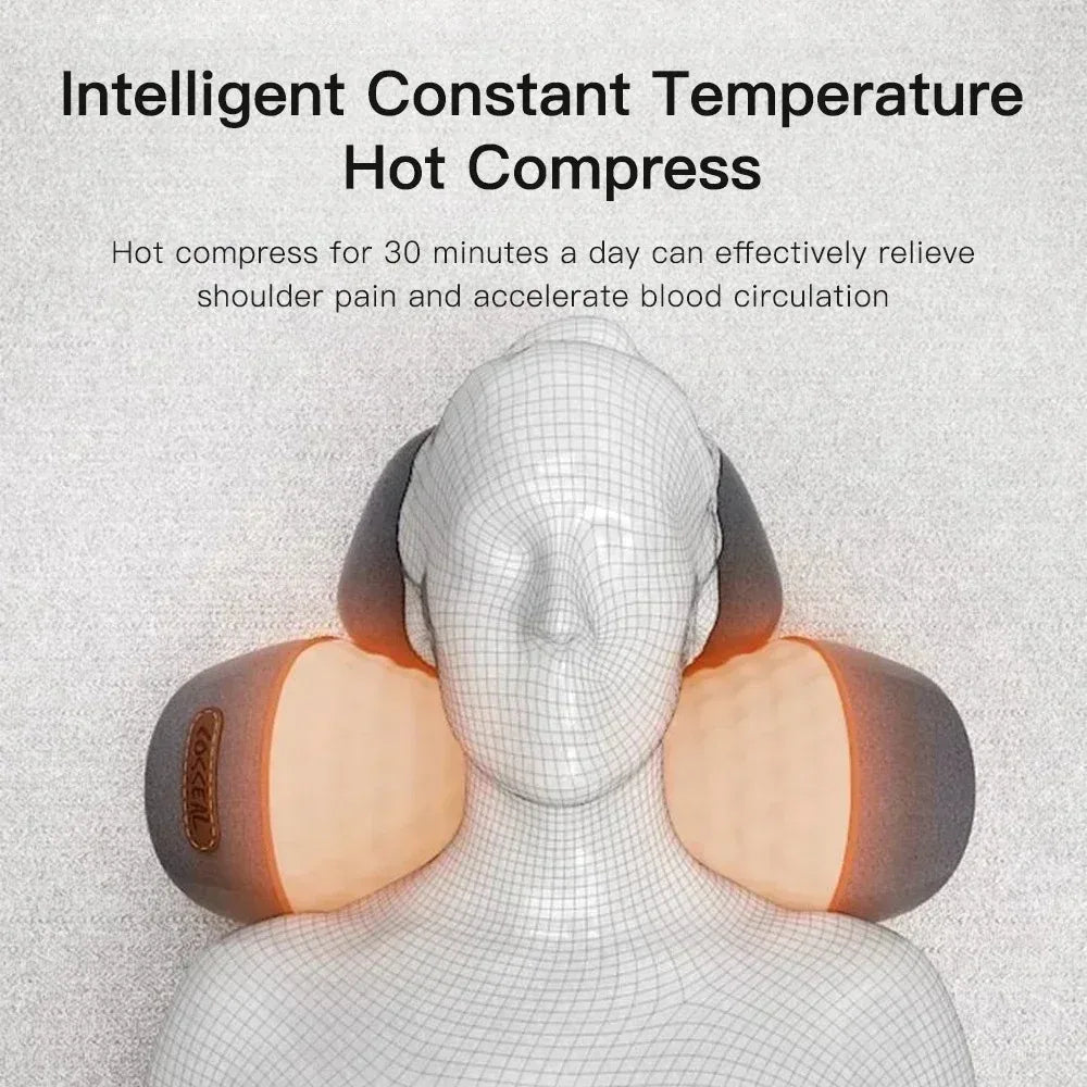 Okayso Electric Massager Cervical Pillow Hot Compress Vibration Massage Neck Traction Relax Sleeping Pillow Spine Support Normal