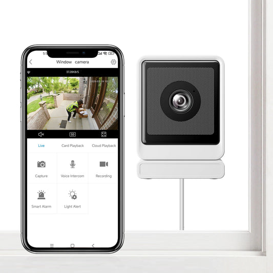 Window Camera Indoor Security, 110°Wide-angle, With Color Night Vision, HD Video Camera, 2-Way Audio