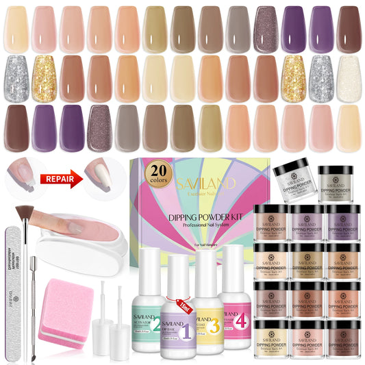 31PCS Dipping Nail Powder Kit Nail Dip Powder Liquid Set Nail Repair Nail Art