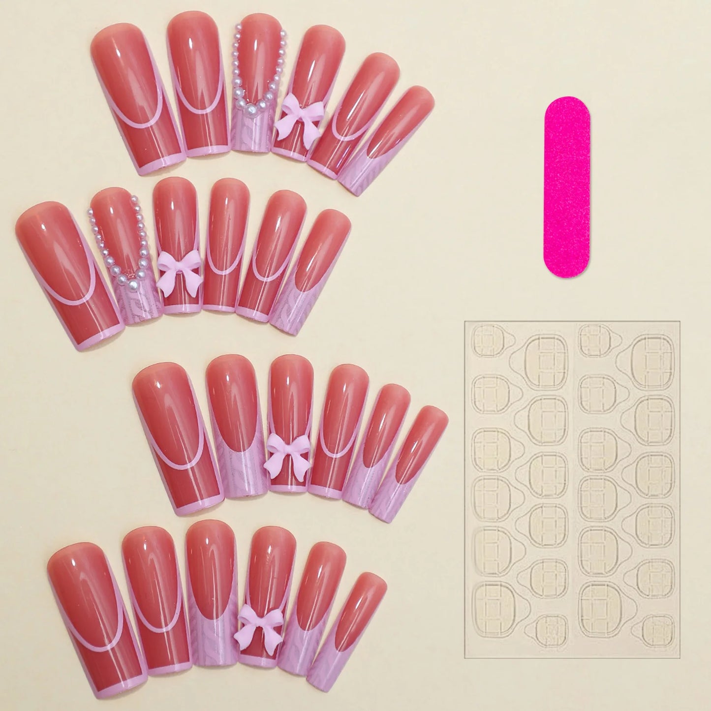 French Pink Press on Nails, Reusable False Nails