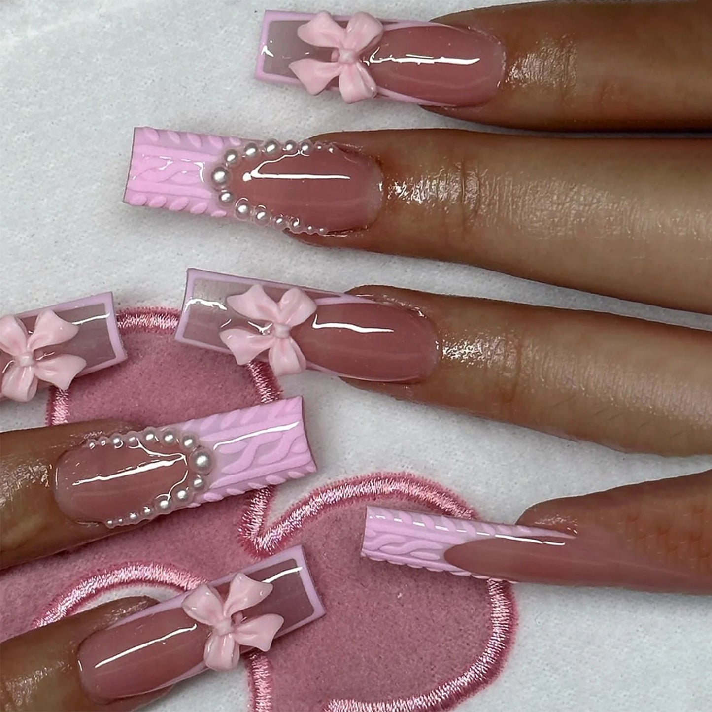 French Pink Press on Nails, Reusable False Nails