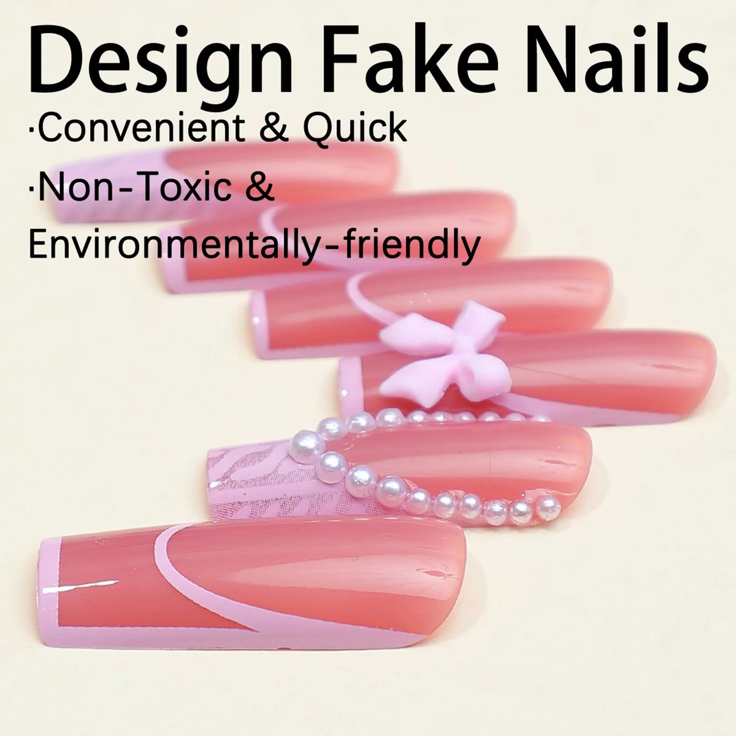 French Pink Press on Nails, Reusable False Nails